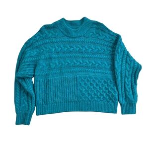 Abercrombie & Fitch Women's Teal Cable Knit Sweater Size Large